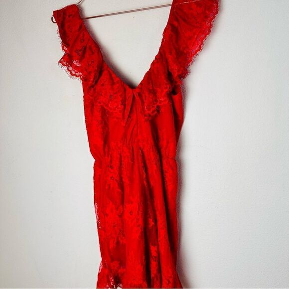 NWT Revolve Lovers & Friends Red Marci Ruffle Lace Mini Dress XS - Picture 10 of 10
